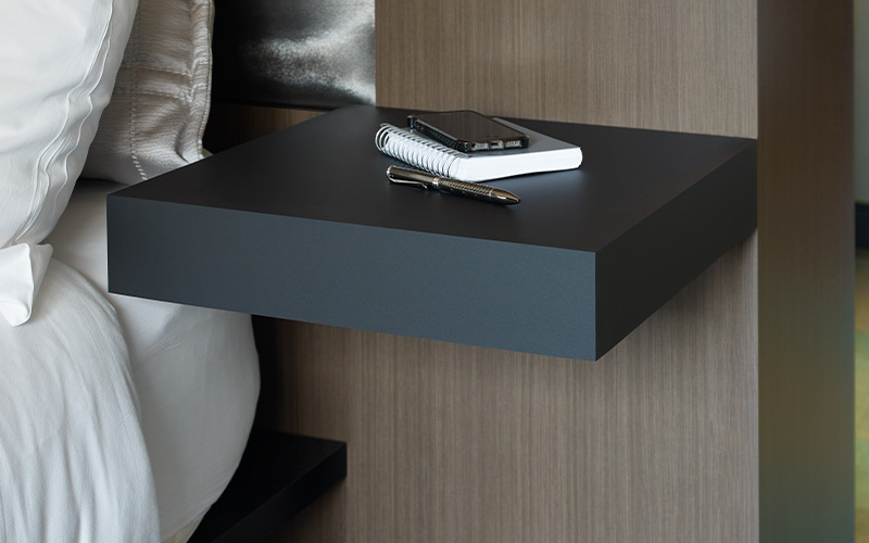 Floating nightstand with book 909 Black Formica Infiniti ColorCore2