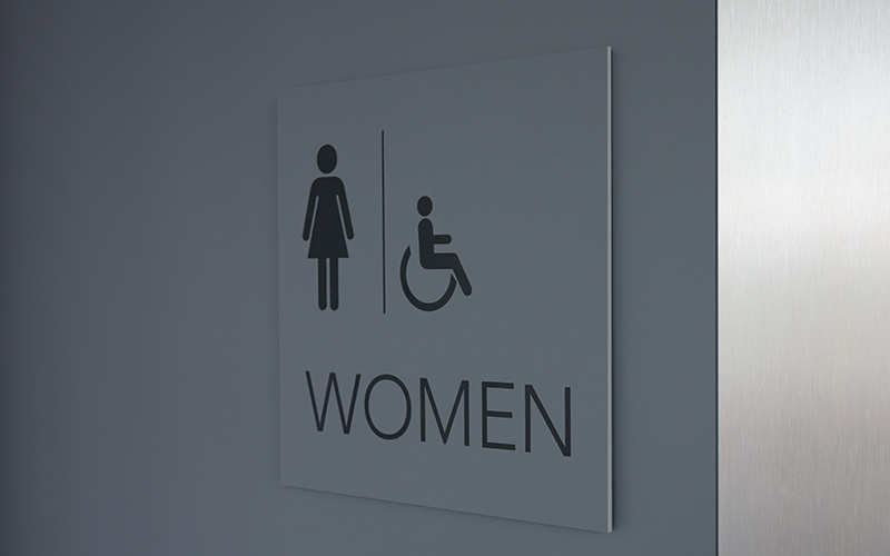 Womens restroom sign 912 Storm Formica Infiniti ColorCore2